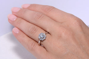 Diamond flower head cluster ring