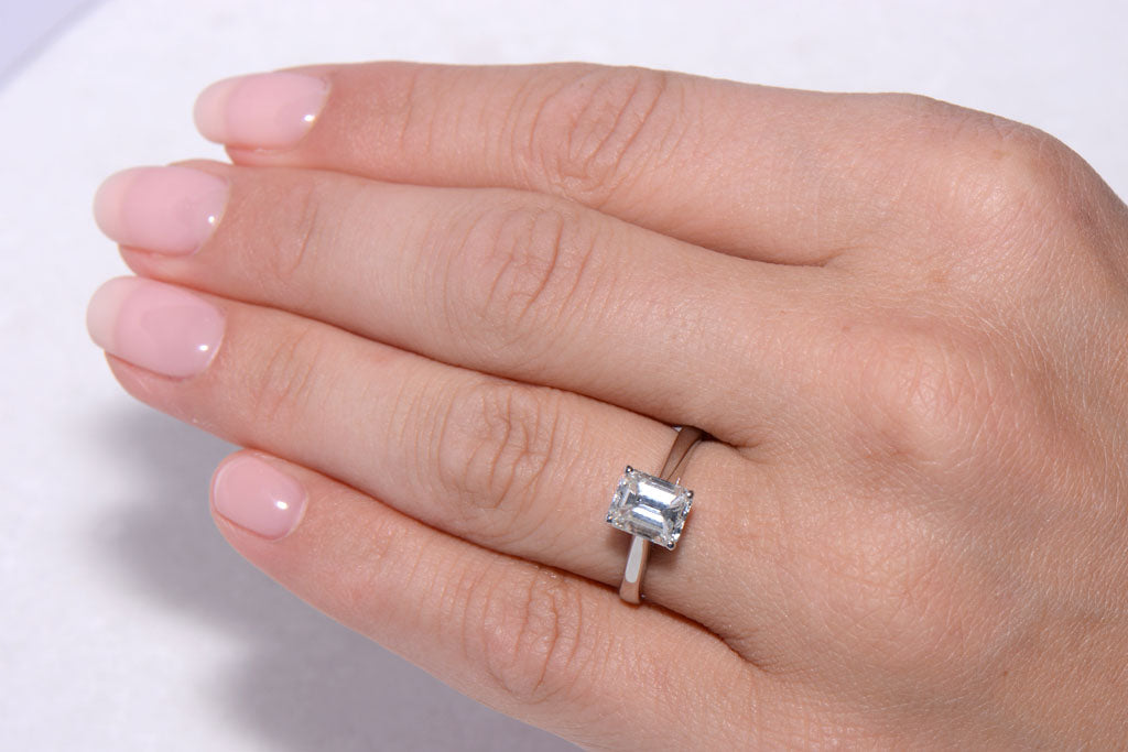 Certificated Emerald Cut Diamond Solitaire ring