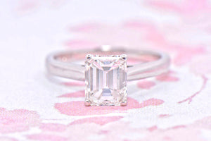 Certificated Emerald Cut Diamond Solitaire ring