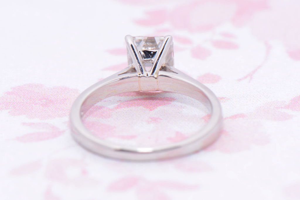 Certificated Emerald Cut Diamond Solitaire ring