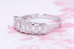 Seven stone Emerald Cut Diamond ring