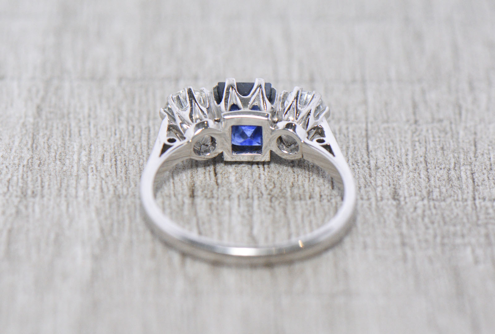 Sapphire and Diamond Twentieth Century Trilogy Ring