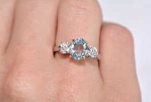 Diamond and Aquamarine Trilogy Ring