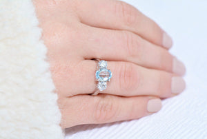 Diamond and Aquamarine Trilogy Ring