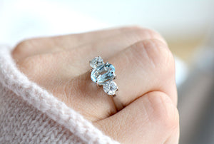 Diamond and Aquamarine Trilogy Ring