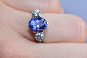 Tanzanite and Diamond Trilogy Ring