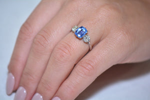 A certificated Mid Twentieth Century Sapphire and Diamond Trilogy ring