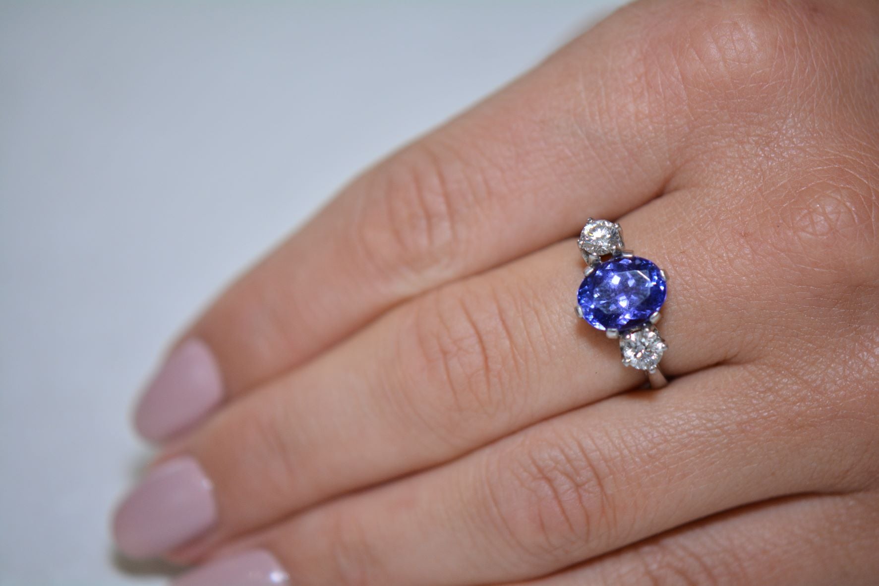 Tanzanite and Diamond Trilogy Ring