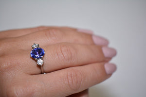 Tanzanite and Diamond Trilogy Ring