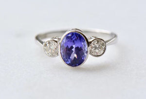 Tanzanite and Diamond Trilogy Ring