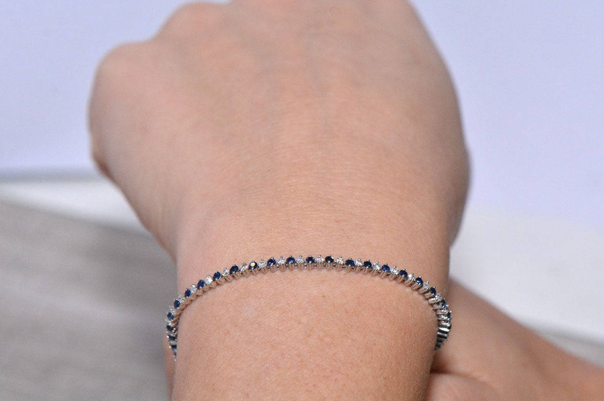 Sapphire and Diamond Line Bracelet