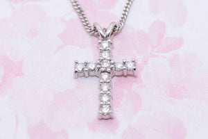 18ct White Gold and Diamond Cross Necklace